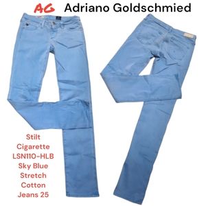 Ag Adriano Goldschmied Women's Stilt Cigarette straight Leg jeans Sky Blue 25